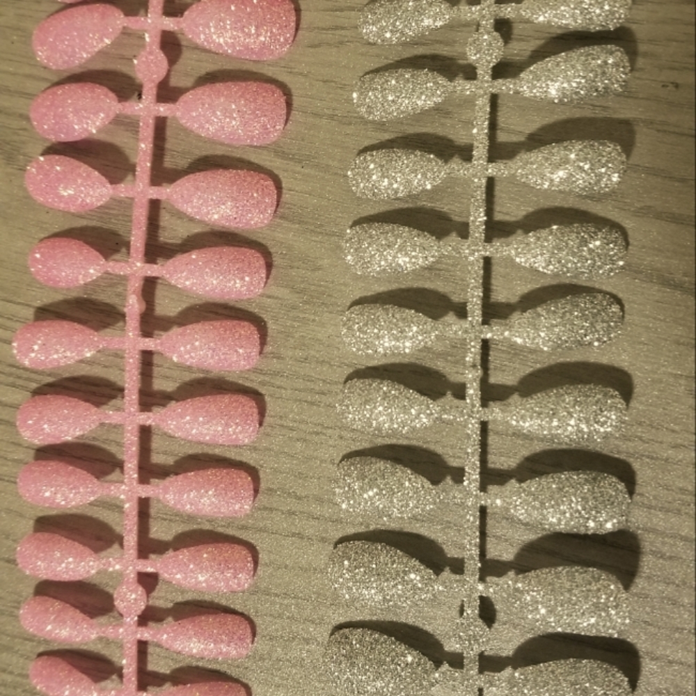 72PCs/Set Glitter Press on Nails Medium Length Matte Acrylic Almond Nail Tips